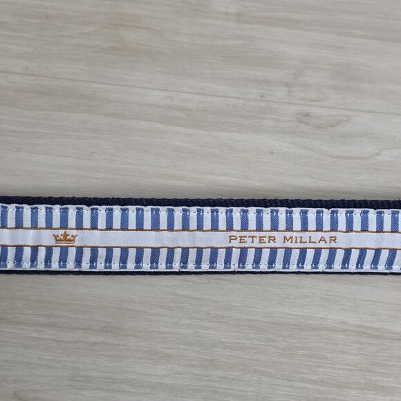 Peter Millar Golf Club Crown Logo Men's Needlepoint Belt Blue Red Size 42 - Picture 11 of 13